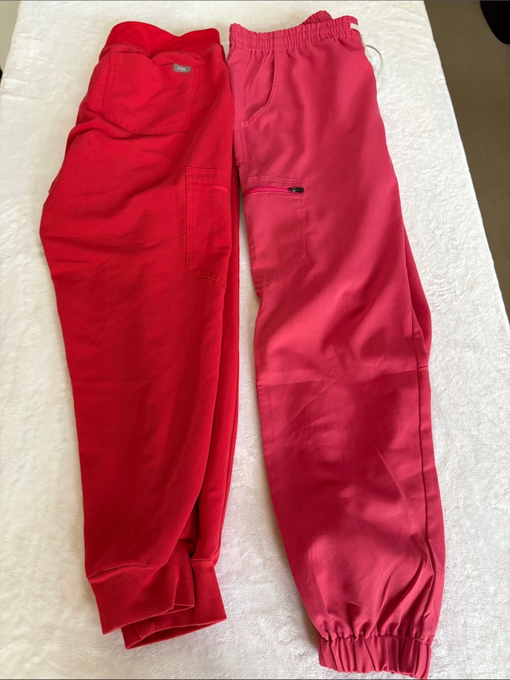Lot of 2 FIGS and HoH Women's Scrub Pants Soft Red & Pinky Rose Large Petite